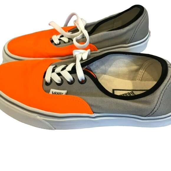 Vans The Era Skater Shoes Two Tone Canvas Women's Sz 7.5 Neon Orange Gray Unisex - Picture 6 of 8